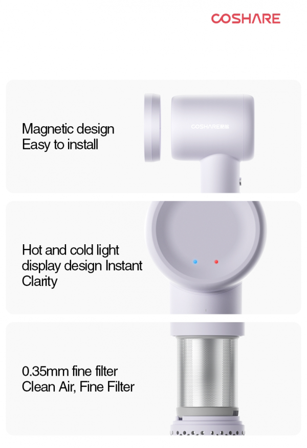 Coshare HD10E Pearl White Hair Dryer with Ionic Technology - 3 Heat Settings - Image 7