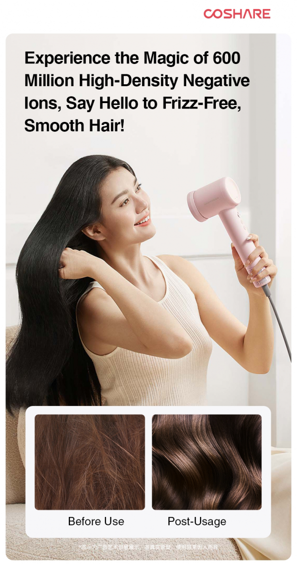 Coshare HD10E Pearl White Hair Dryer with Ionic Technology - 3 Heat Settings - Image 12